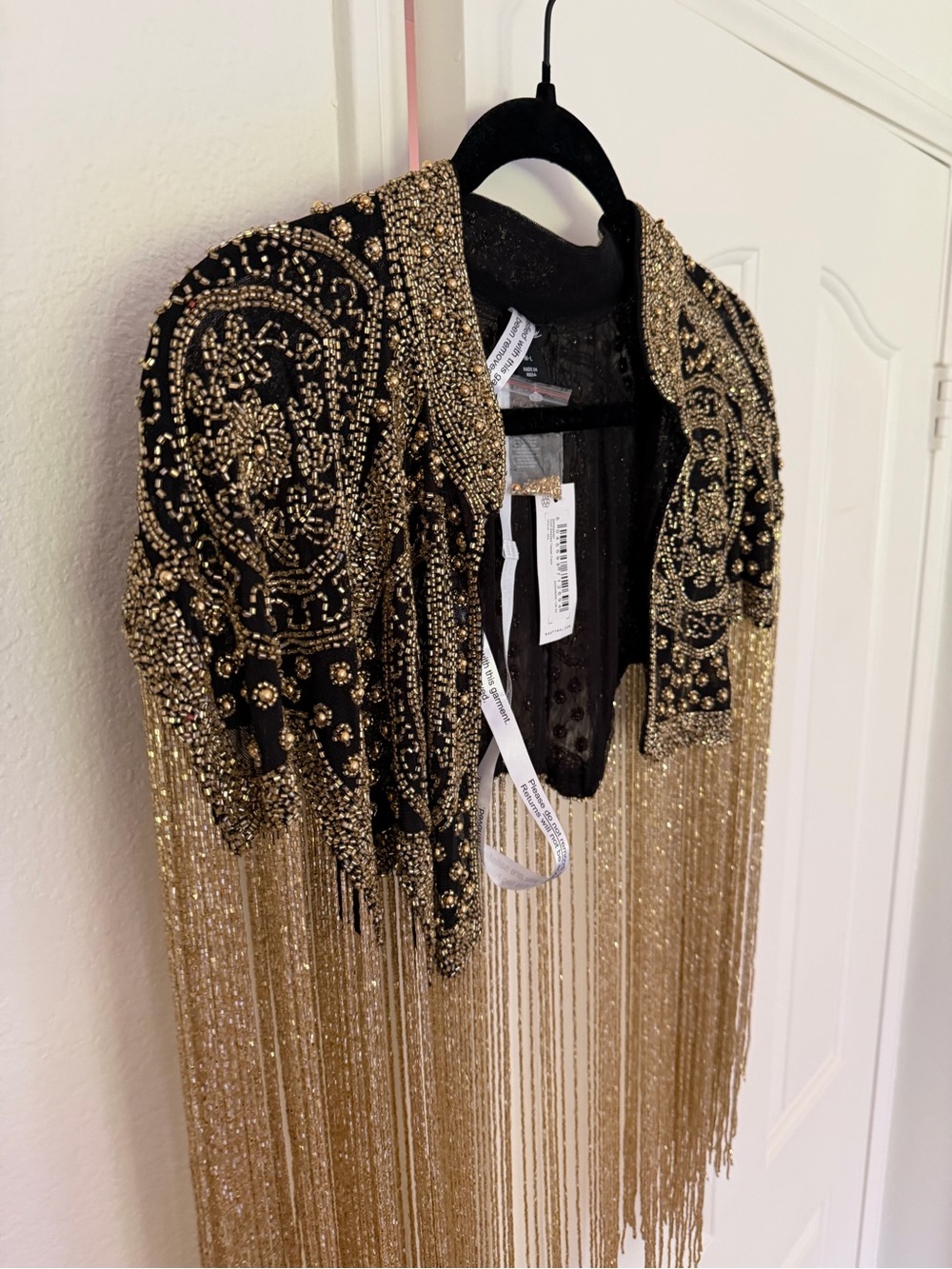 Nasty Gal Black Sheer Embellished Jacket with Gold Beading - Picture 4 of 6